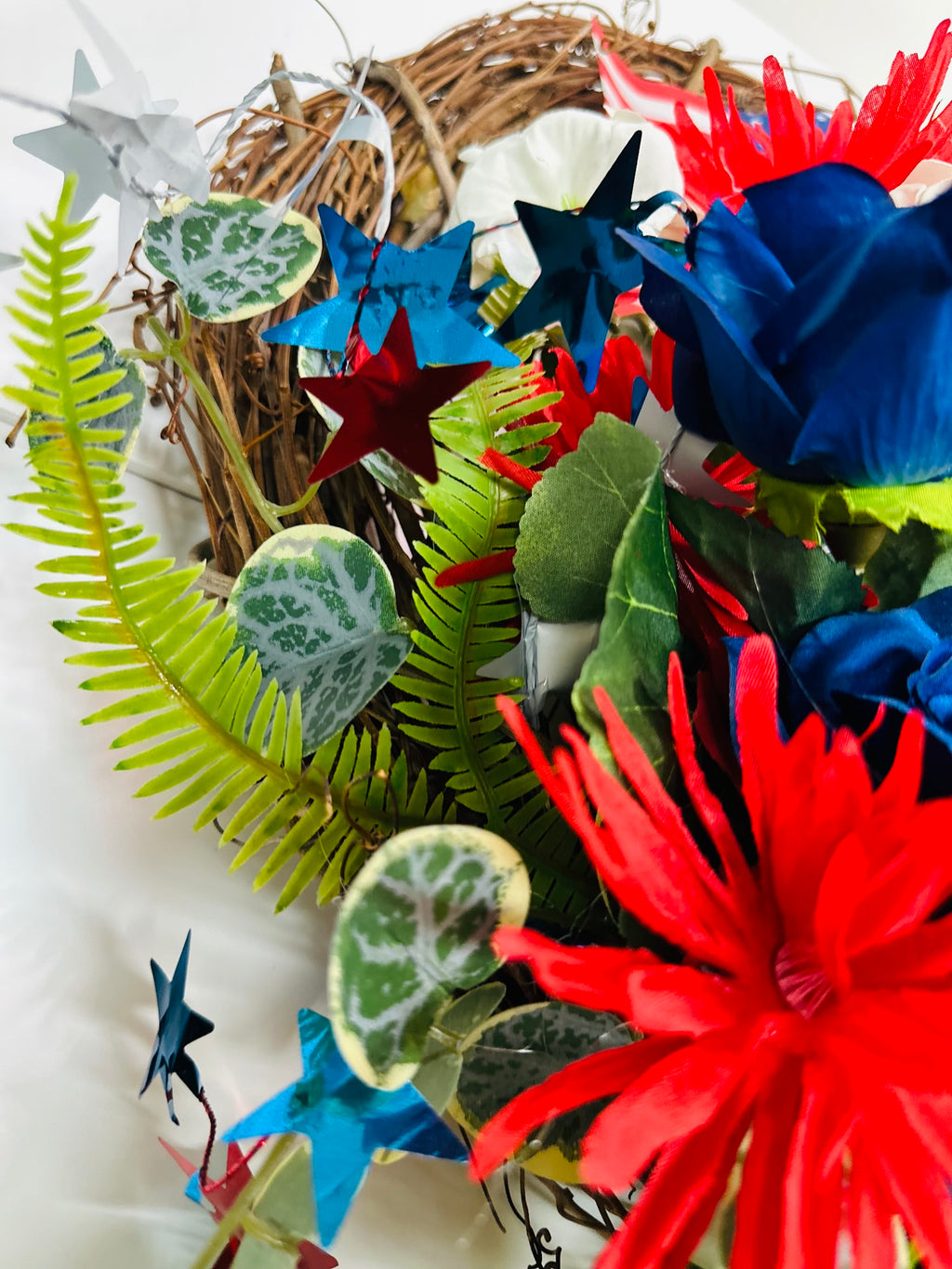 Handmade Americana Floral Fireworks Wreath